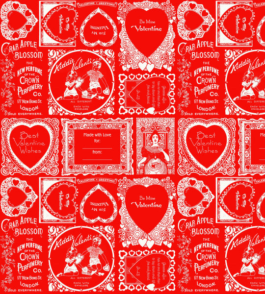 CLEARANCE Be Mine Valentine Frames C12784 Red by Riley Blake Designs - Valentine's Day Vintage Valentines Red White - Quilting Cotton Fabric