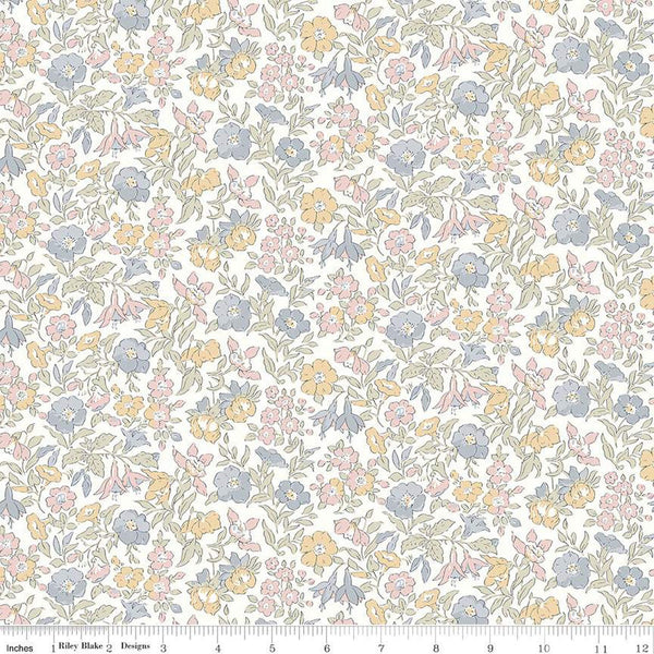 Flower Show Pebble Mamie Flower A 01666834A - Riley Blake Designs - Floral Flowers - Liberty Fabrics - Quilting Cotton Fabric