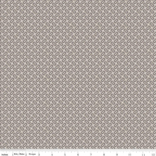 DEAL Calico Flowerbed C12853 Pewter - Riley Blake Designs - Lori Holt - Floral Flowers Geometric - Quilting Cotton Fabric