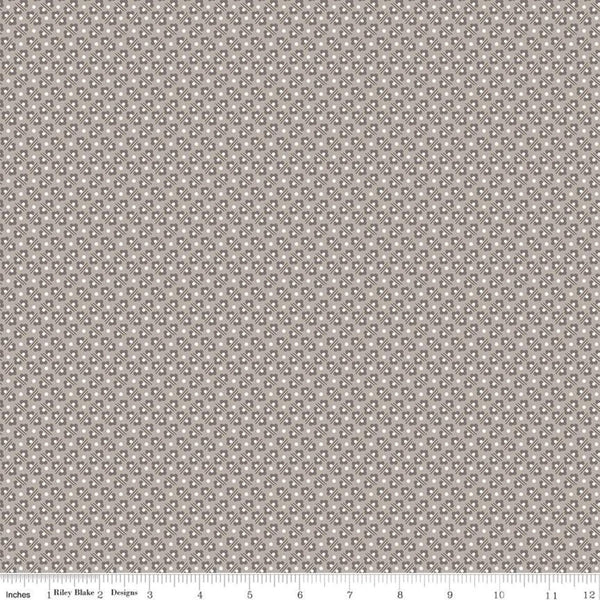 SALE Calico Flowerbed C12853 Pewter - Riley Blake Designs - Lori Holt - Floral Flowers Geometric - Quilting Cotton Fabric