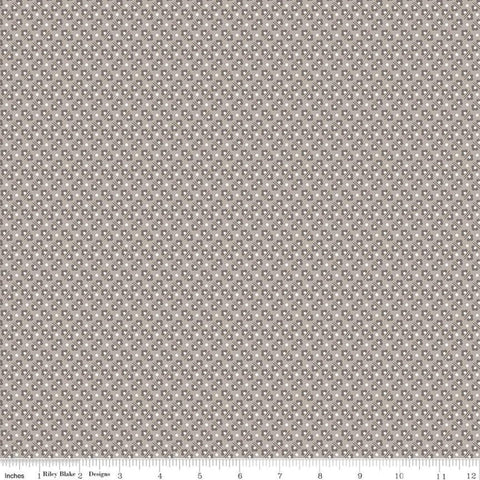 SALE Calico Flowerbed C12853 Pewter - Riley Blake Designs - Lori Holt - Floral Flowers Geometric - Quilting Cotton Fabric