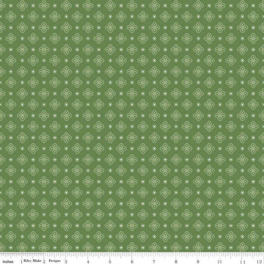 SALE Calico Starshine C12854 Basil - Riley Blake Designs - Lori Holt - Asterisks Medallions - Quilting Cotton Fabric