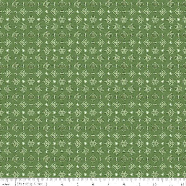 SALE Calico Starshine C12854 Basil - Riley Blake Designs - Lori Holt - Asterisks Medallions - Quilting Cotton Fabric