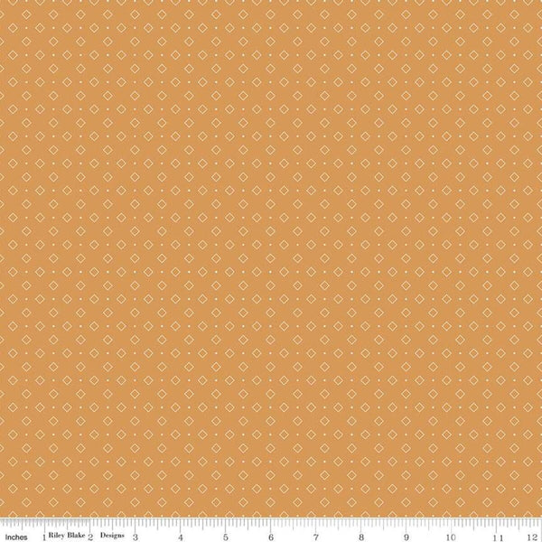 SALE Calico Diamonds C12856 Cider - Riley Blake Designs - Lori Holt - Geometric Squares Dots - Quilting Cotton Fabric