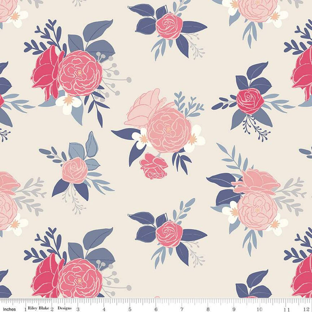 CLEARANCE South Hill Main C12660 Linen - Riley Blake - Floral Flowers –  Cute Little Fabric Shop