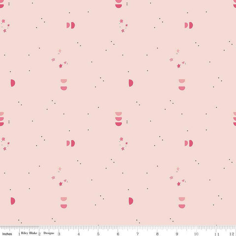 SALE South Hill Confetti Sky C12666 Blush - Riley Blake Designs - Semi-Circles Stars Dots - Quilting Cotton Fabric
