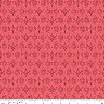SALE Mon Cheri Diamond Damask C12652 Poppy - Riley Blake Designs - Tone-on-Tone - Quilting Cotton Fabric