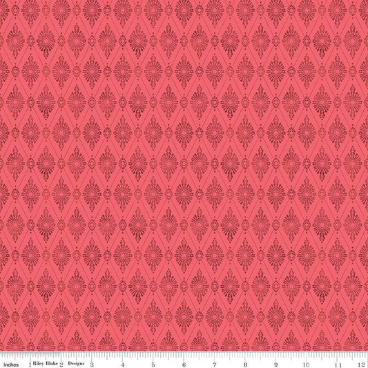 SALE Mon Cheri Diamond Damask C12652 Poppy - Riley Blake Designs - Tone-on-Tone - Quilting Cotton Fabric