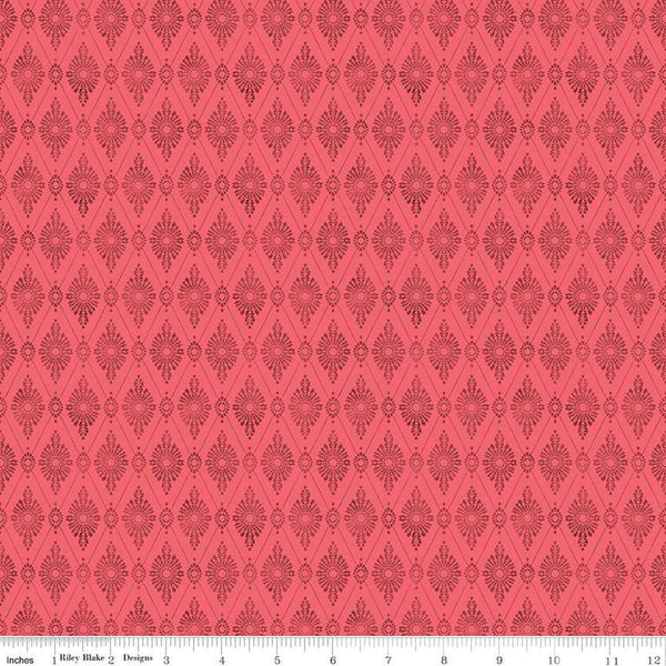 SALE Mon Cheri Diamond Damask C12652 Poppy - Riley Blake Designs - Tone-on-Tone - Quilting Cotton Fabric