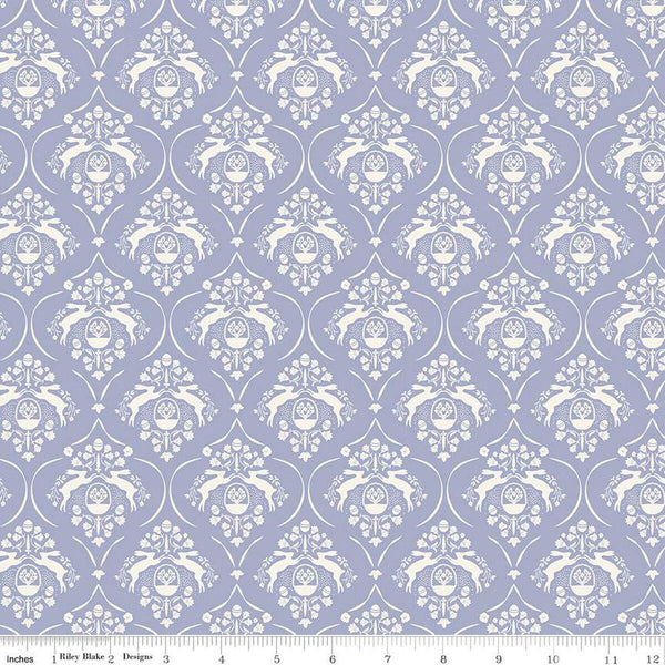 SALE Springtime Damask C12811 Lilac by Riley Blake Designs - Flowers Rabbits Eggs Baskets Easter - Quilting Cotton Fabric