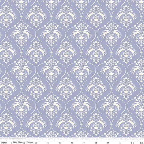 Springtime Damask C12811 Lilac by Riley Blake Designs - Flowers Rabbits Eggs Baskets Easter - Quilting Cotton Fabric