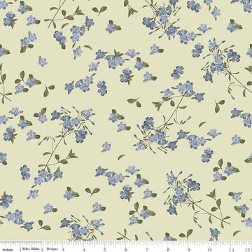 SALE Springtime Blossoms C12813 Fern - Riley Blake Designs - Flowers Leaves Floral Easter - Quilting Cotton Fabric
