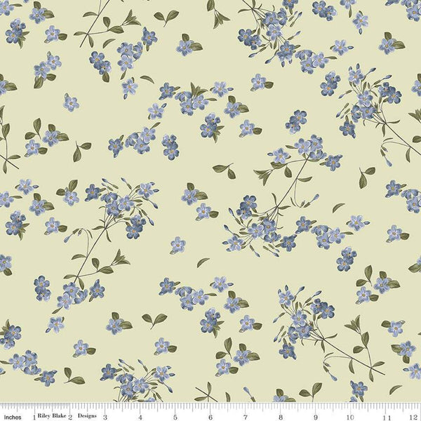 SALE Springtime Blossoms C12813 Fern by Riley Blake Designs - Flowers Leaves Floral Easter - Quilting Cotton Fabric