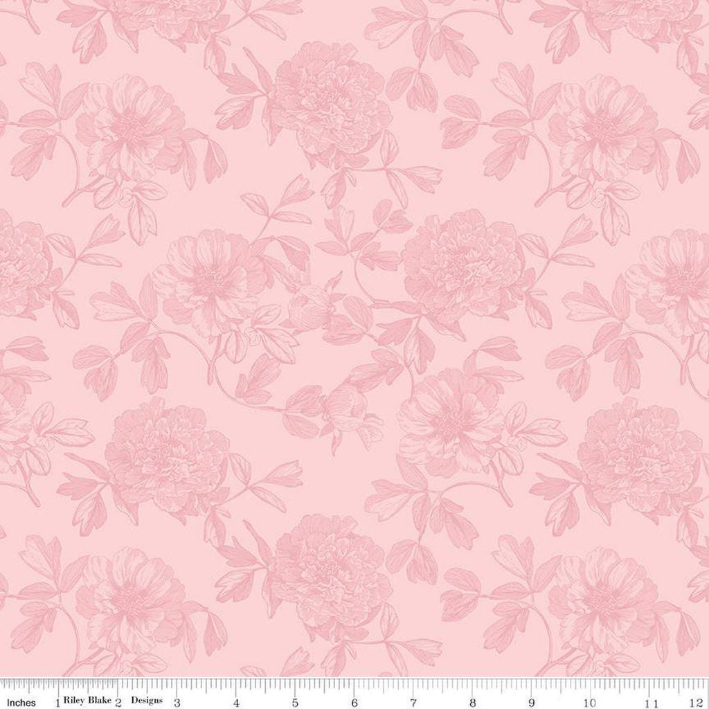 Springtime Tonal C12814 Pink by Riley Blake Designs - Floral Flowers Tone-on-Tone Easter - Quilting Cotton Fabric