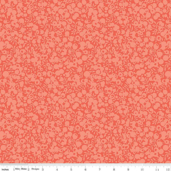 SALE The Wiltshire Shadow Collection 01666521A Flamingo Pink - Riley Blake - Tonal Leaves Berries  - Liberty Fabrics -Quilting Cotton Fabric