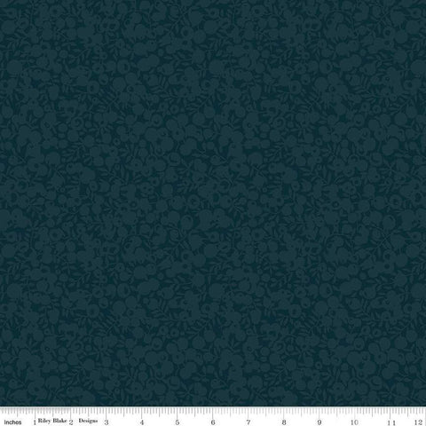 SALE The Wiltshire Shadow Collection 01666551A Navy Blue - Riley Blake - Tonal Leaves Berries  - Liberty Fabrics - Quilting Cotton Fabric