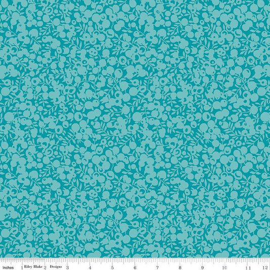 SALE The Wiltshire Shadow Collection 01666553A Aquamarine - Riley Blake - Tonal Leaves Berries  - Liberty Fabrics - Quilting Cotton Fabric