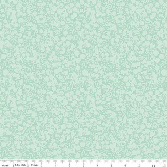 SALE The Wiltshire Shadow Collection 01666556A Mint - Riley Blake - Tonal Leaf Leaves Berries  - Liberty Fabrics - Quilting Cotton Fabric