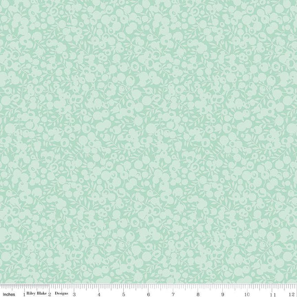 SALE The Wiltshire Shadow Collection 01666556A Mint - Riley Blake - Tonal Leaf Leaves Berries  - Liberty Fabrics - Quilting Cotton Fabric