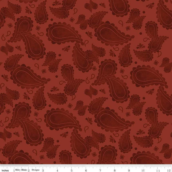 Ride the Range Paisley C12742 Barn Red - Riley Blake Designs - Tone-on-Tone Paisleys - Quilting Cotton Fabric