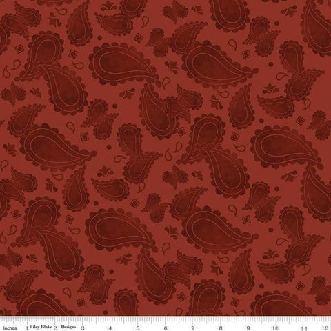 Ride the Range Paisley C12742 Barn Red - Riley Blake Designs - Tone-on-Tone Paisleys - Quilting Cotton Fabric