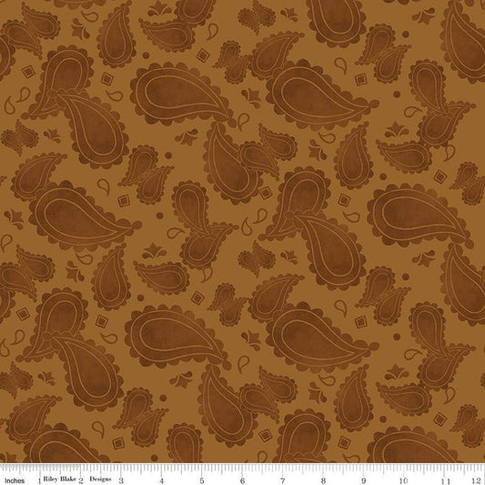DEAL Ride the Range Paisley C12742 Burnt Sienna - Riley Blake Designs - Tone-on-Tone Paisleys - Quilting Cotton Fabric
