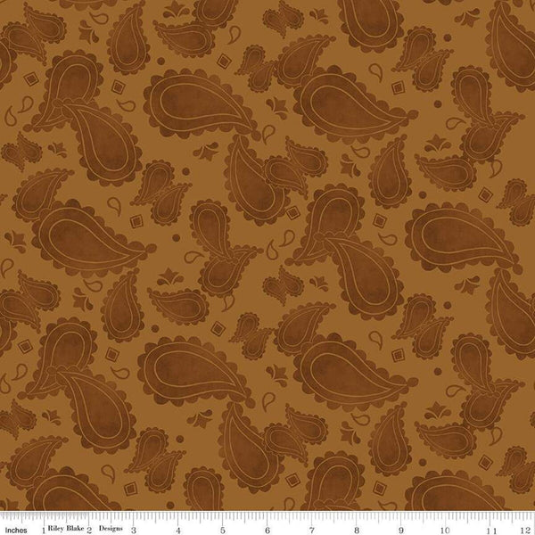 SALE Ride the Range Paisley C12742 Burnt Sienna - Riley Blake Designs - Tone-on-Tone Paisleys - Quilting Cotton Fabric