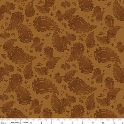 Ride the Range Paisley C12742 Burnt Sienna - Riley Blake Designs - Tone-on-Tone Paisleys - Quilting Cotton Fabric