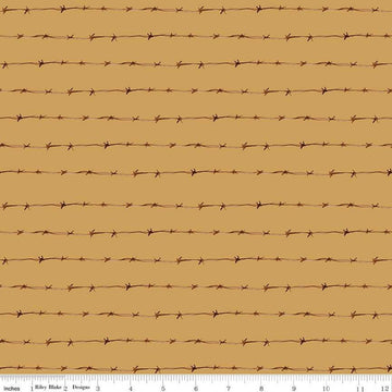 SALE Ride the Range Fence C12743 Gold - Riley Blake Designs - Barbed Wire - Quilting Cotton Fabric