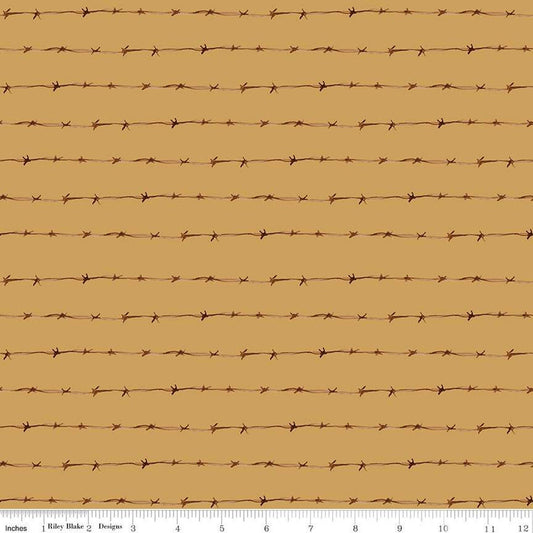 DEAL Ride the Range Fence C12743 Gold - Riley Blake Designs - Barbed Wire - Quilting Cotton Fabric