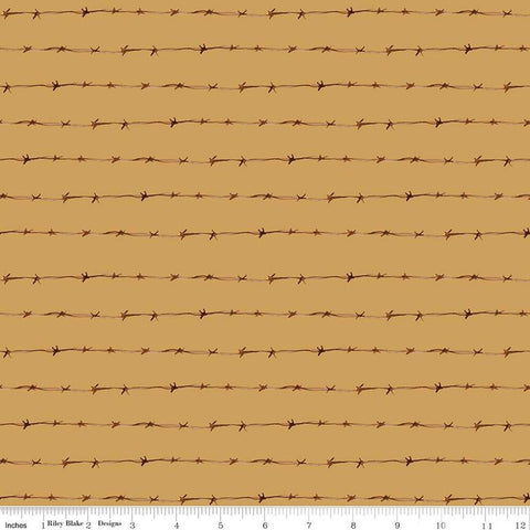 Ride the Range Fence C12743 Gold - Riley Blake Designs - Barbed Wire - Quilting Cotton Fabric