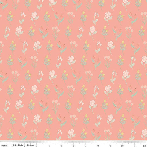 24" End of Bolt Piece - It's a Girl Floral C13324 Coral - Riley Blake Designs - Flowers Flower - Quilting Cotton Fabric