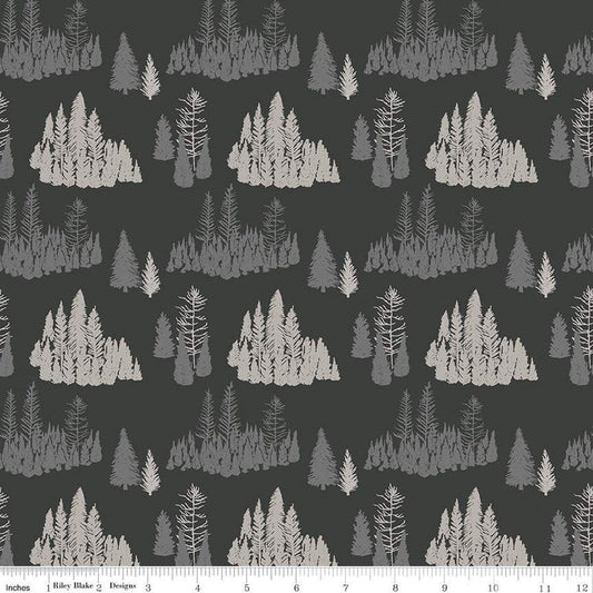 DEAL Big Game Trees C12971 Charcoal - Riley Blake Designs - Pines Pine Tree - Quilting Cotton Fabric