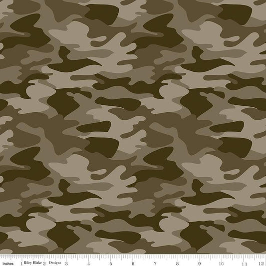 26" End of Bolt - DEAL Big Game Camo C12972 Brown - Riley Blake Designs - Camouflage - Quilting Cotton Fabric