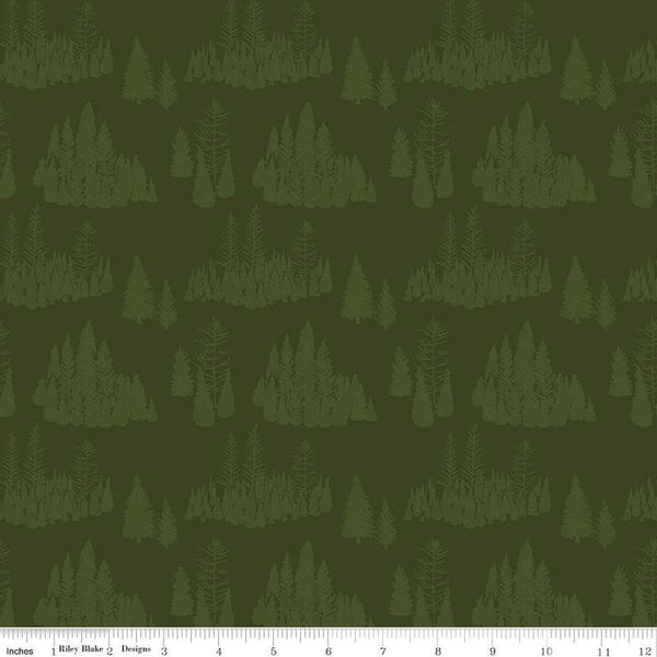 SALE Big Game Trees C12971 Green - Riley Blake Designs - Pines Pine Tree - Quilting Cotton Fabric