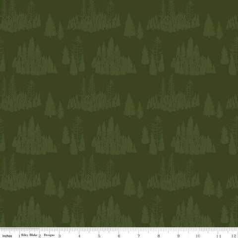 SALE Big Game Trees C12971 Green - Riley Blake Designs - Pines Pine Tree - Quilting Cotton Fabric