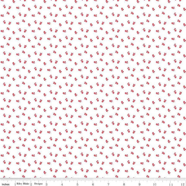 Cheerfully Red Flowers C13316 White - Riley Blake Designs - Flower Floral - Quilting Cotton Fabric