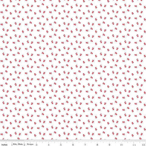 Cheerfully Red Flowers C13316 White - Riley Blake Designs - Flower Floral - Quilting Cotton Fabric