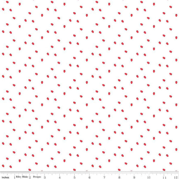 Cheerfully Red Berries C13317 White - Riley Blake Designs - Berry - Quilting Cotton Fabric