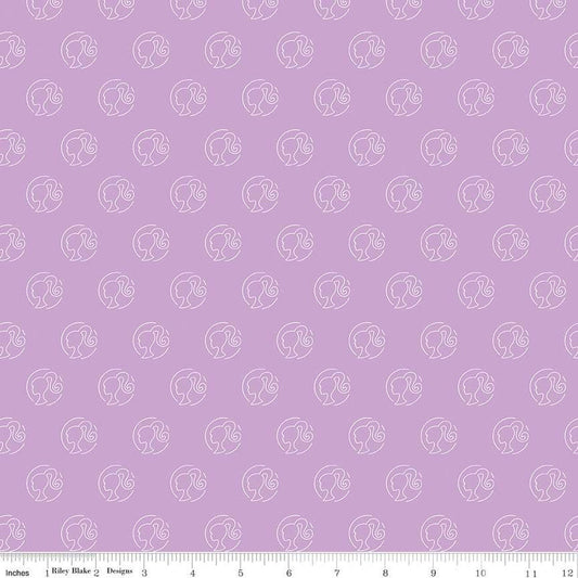 SALE Barbie Girl Logo Dot C12993 Lilac - Official Licensed Product - Doll Dots Dotted - Quilting Cotton Fabric