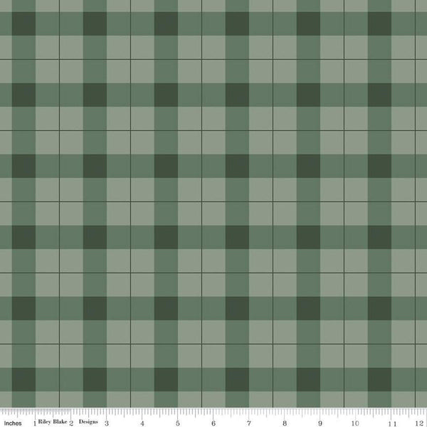 20" End of Bolt - Gingham Fields Plaid C13353 Forest - Riley Blake Designs - Geometric - Quilting Cotton Fabric