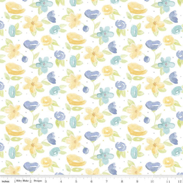 CLEARANCE Monthly Placemats May Flowers C12409 White by Riley Blake Designs - Floral Flower - Quilting Cotton Fabric