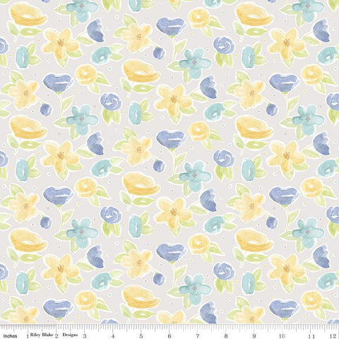 CLEARANCE Monthly Placemats May Flowers C12409 Gray by Riley Blake - Floral Flower - Quilting Cotton Fabric
