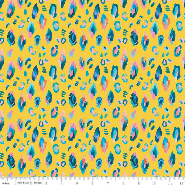 CLEARANCE Kindness, Always Leopard CD13023 Yellow - Riley Blake Designs - DIGITALLY PRINTED Leopard Spots - Quilting Cotton