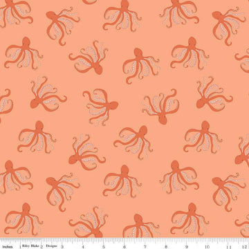SALE Hoist the Sails Octopi C12985 Marmalade - Riley Blake Designs - Octopus Sea Life - Quilting Cotton Fabric
