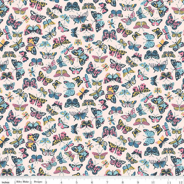 The Collector's Home Nature's Jewel Kaleidoscope Sky C 01666812C - Riley Blake - Butterflies - Liberty Fabrics - Quilting Cotton