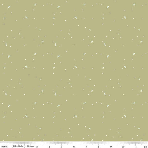 CLEARANCE Wild and Free Dots C12937 Olive - Riley Blake Designs - Polka Dot Dotted Small Insects - Quilting Cotton Fabric