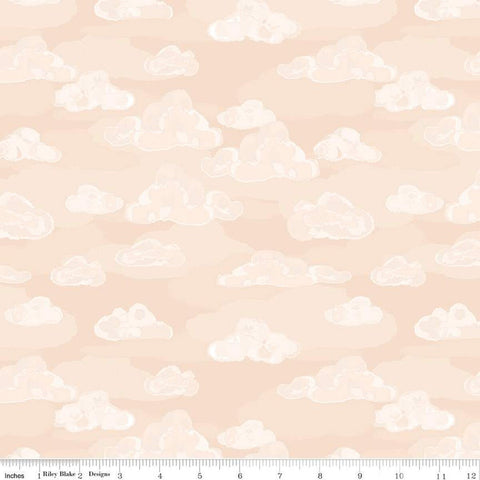 CLEARANCE Wild and Free Clouds C12934 Peach - Riley Blake Designs - Quilting Cotton Fabric