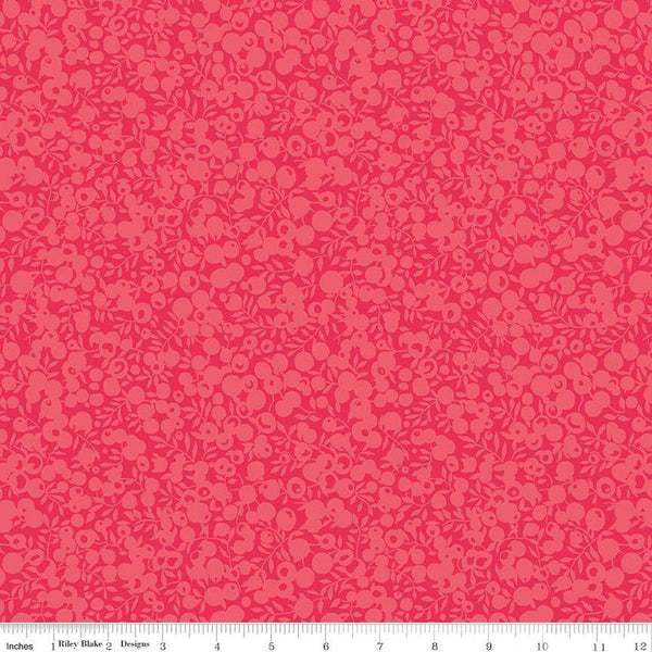 SALE The Wiltshire Shadow Collection 01666522A Candy Pink - Riley Blake - Tonal Leaves Berries  - Liberty Fabrics - Quilting Cotton Fabric