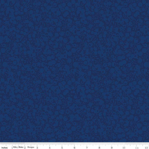 CLEARANCE The Wiltshire Shadow Collection 01666547A Royal Blue - Riley Blake - Tonal Leaves  - Liberty Fabrics - Quilting Cotton Fabric